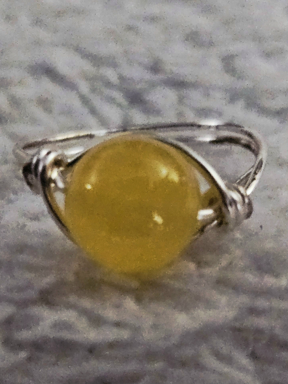 YellowJade Stone Wire-Wrap Ring - Women Jewelry